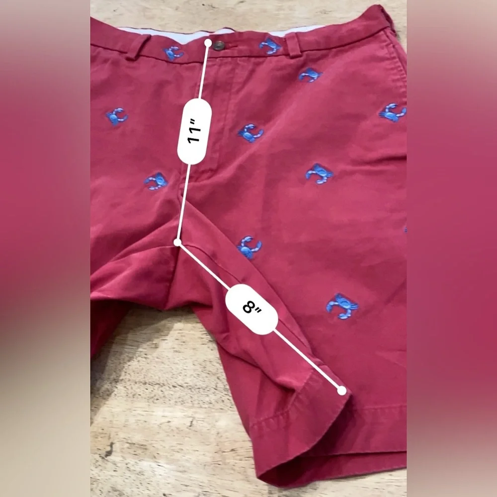 Brooks Brothers 346‎ Men’s Sz 34 Red Cotton Embroidered Crab Bermuda Shorts